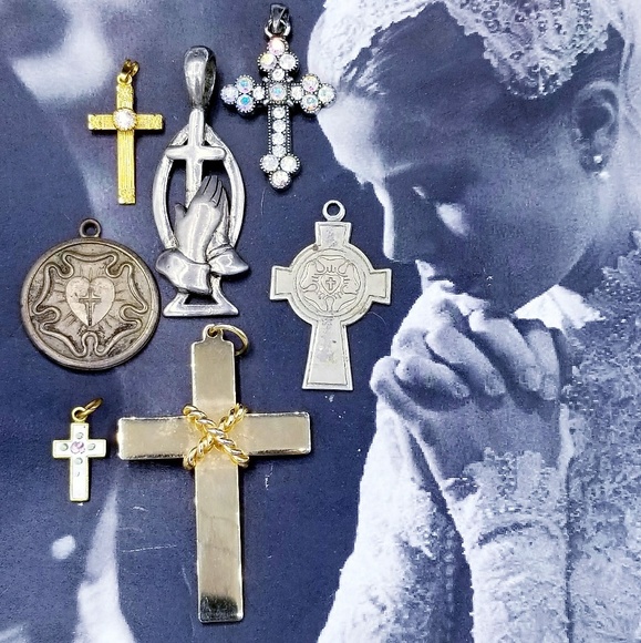 Vintage Jewelry - Vintage Cross and Lutheran Religious charm bundle